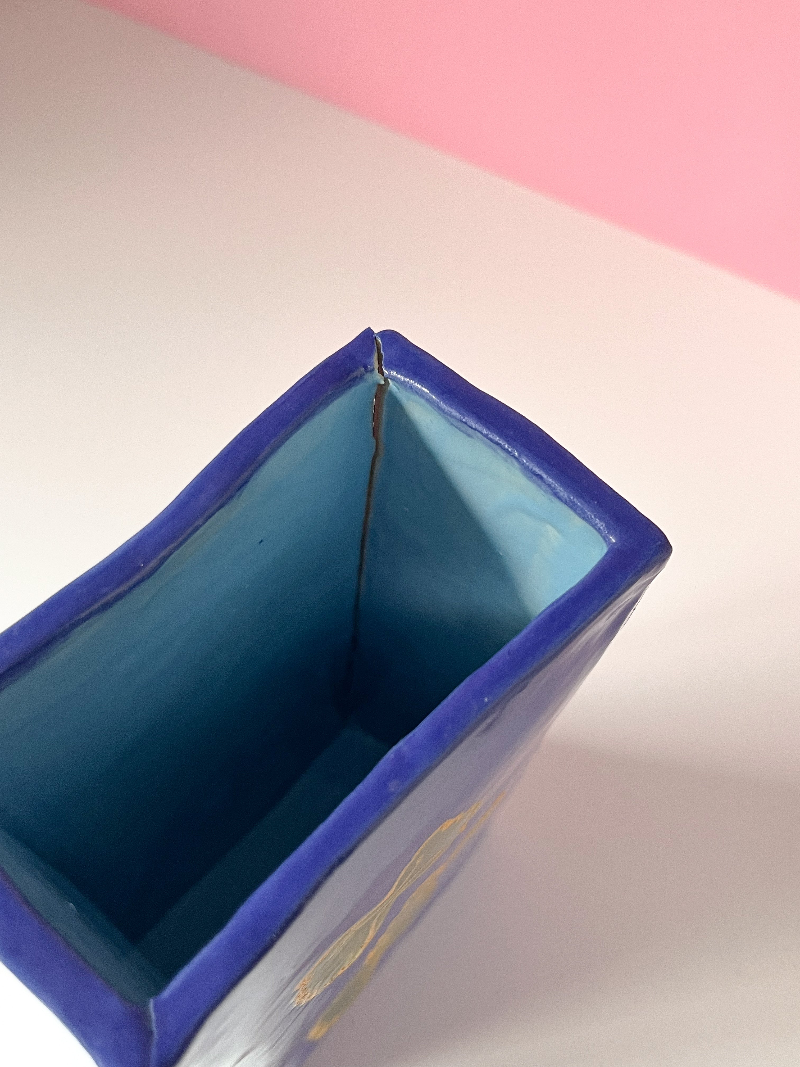 Cracked Pasta Box Ceramic Vase