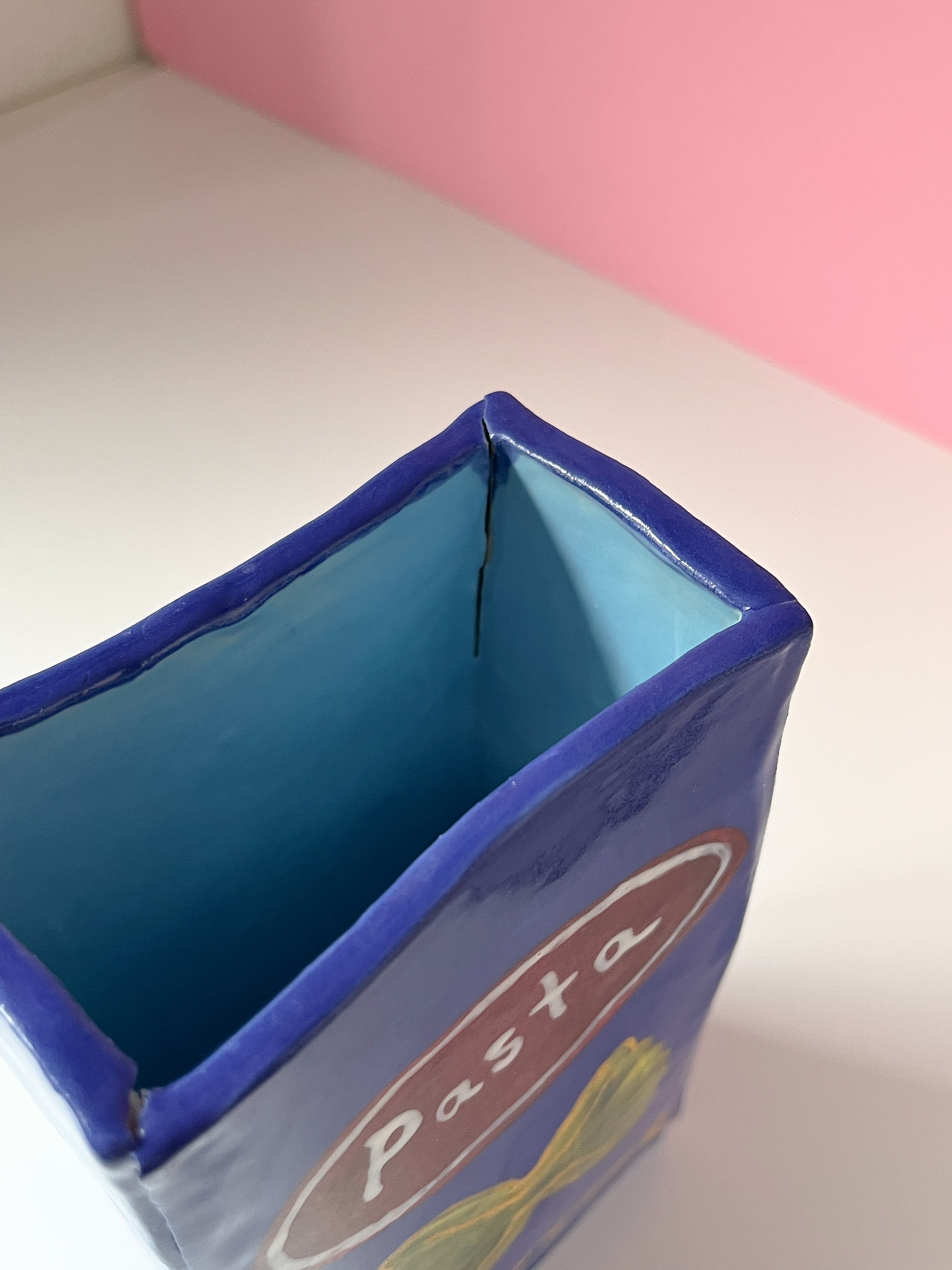 Cracked Pasta Box Ceramic Vase